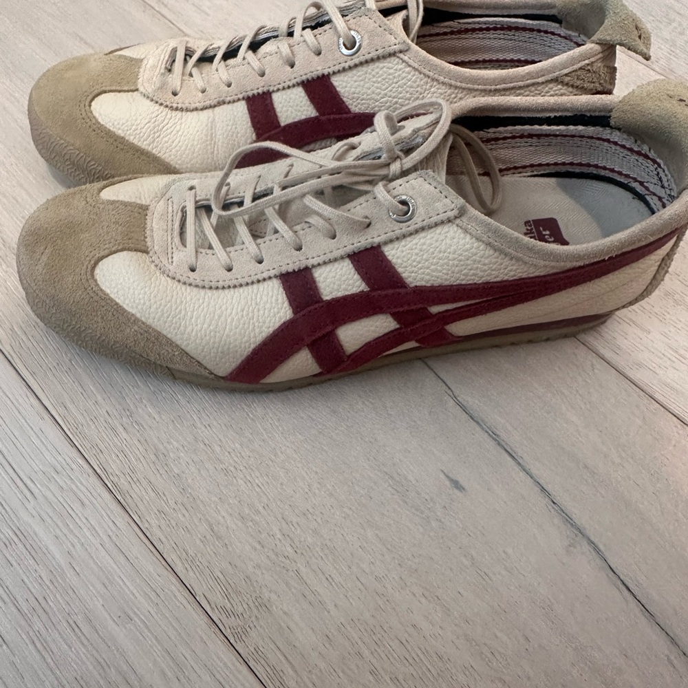 Onitsuka Tiger by Asics Women’s Beige and Burgundy Sneakers